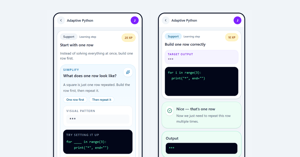 Building an adaptive system for learning Python - Independent exploration project showcase